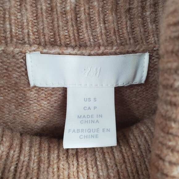 H&M Knitted Cowl Neck Long Jumper Sweater Dress Oversize Soft Small Womens Tan - Picture 5 of 10